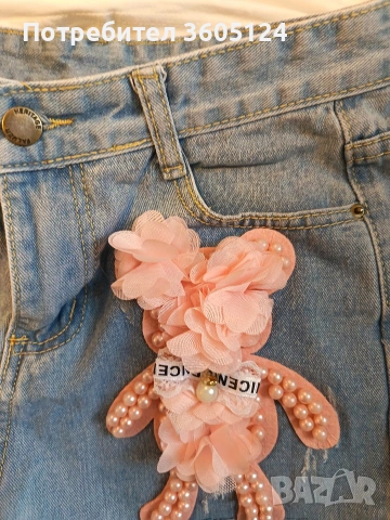 дамски комплект тениска и дънкови панталонки размер L, снимка 2 - Тениски - 53069326