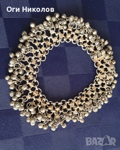 Посребрена старинна гривна за глезен -2 , с надеждно закопчаване, снимка 5 - Антикварни и старинни предмети - 51627591