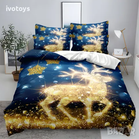 Двулицев коледен спален комплект (Реално изображение), 6 части - Модел WS17214, снимка 1