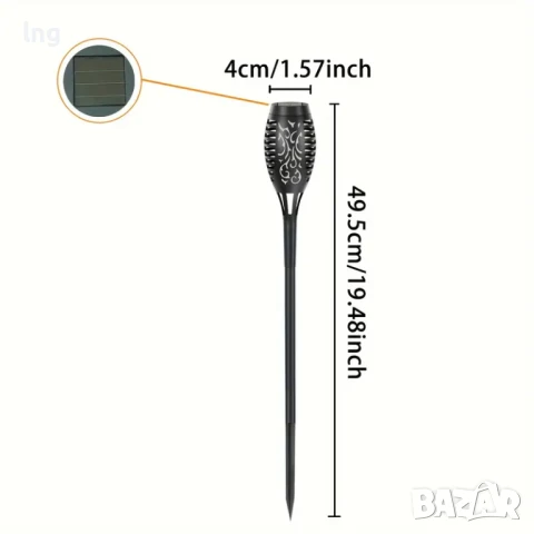 Продавам: 10 бр. Соларни Външни Лампи с Ефект на Пламък – Водоустойчиви и Декоративни, снимка 9 - Соларни лампи - 50927080
