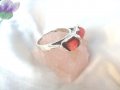 Разкошен Сребърен Авторски Пръстен с Червен Корал, снимка 3