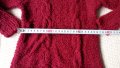 Плетен детски пуловер с дължина 46см за момиченце винено червен, снимка 5
