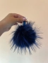 Тъмно синьо голямо пухено топче с косъм аксесоар за чанта или ключове 💙💙💙, снимка 1