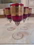 кристални чаши Bohemia рубинен кристал с позлата , снимка 1