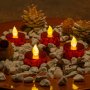 Комплект от 4 LED чаени свещи, червени свещи с батерии, без пламък, коледни свещи , снимка 5