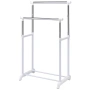 Бял щендер за дрехи / двоен щендер за дрехи/закачалка с регулируема височина,рафт за обувки, снимка 1