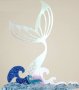 Седефена Опашка на Русалка и вълни твърд акрил топер украса за торта, снимка 1 - Други - 26717899