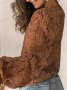 Дамска едноцветна дантелена блуза с кръгло деколте с дълги ръкави и маншети, 4цвята - 023, снимка 2