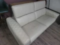 ПРОМОЦИЯ!!! Комплект кремави кожени дивани две тройки, снимка 7
