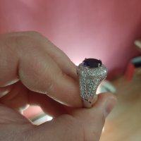Красив дамски пръстен със син камък,посребрен, снимка 6 - Пръстени - 35521173