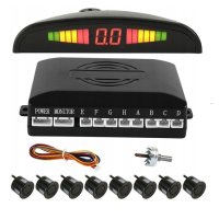 Парктроник система Automat, 8 сензора, 12V, LCD LED, Черен, снимка 1 - Аксесоари и консумативи - 43351125