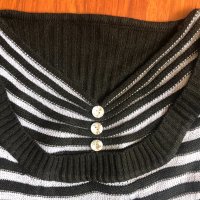 Черна плетена блуза с камъчета, снимка 2 - Блузи с дълъг ръкав и пуловери - 33619920