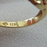 Позлатен сребърен пръстен с рубин,сапфир, бял и жълт топази, снимка 3 - Пръстени - 27446923
