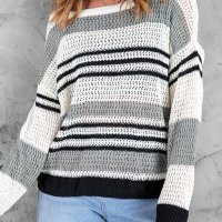 Разпродажба! Дамски пуловер на райе, снимка 8 - Блузи с дълъг ръкав и пуловери - 39697608