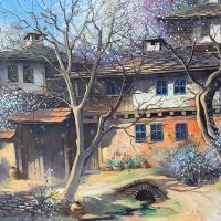 Стари къщи, пролет, картина, снимка 1 - Картини - 37240350