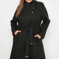 Черно палто с колан Yours, снимка 1 - Палта, манта - 43835713