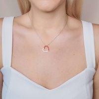 Колие Red&White Heart с кристали 525, снимка 2 - Колиета, медальони, синджири - 43747289