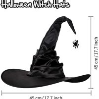 Нови 3 броя Голяма Хелоуин Черна шапка на вещица магьосник , снимка 4 - Други - 42944736