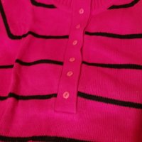 Дамски пуловер с висока яка червен на райета, снимка 4 - Блузи с дълъг ръкав и пуловери - 35271838
