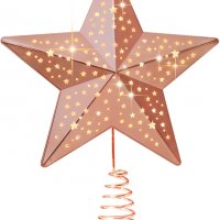 връх LED Коледна метална звезда Rose Gold , снимка 2 - Декорация за дома - 39750617