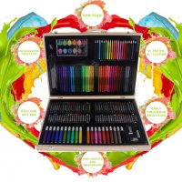 Творчески комплект за рисуване в куфарче с моливи, маркери, акварели, и аксесоари, 180 Части, снимка 8 - Рисуване и оцветяване - 34789035