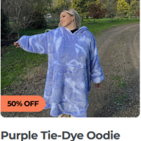 Оригинално Oodie Purple Tie-Dye унисекс, снимка 4 - Суичъри - 44866266