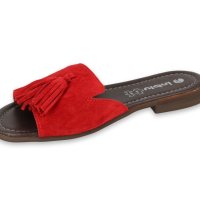 Inblu Италиански дамски чехли от естествен велур, Червени, снимка 2 - Чехли - 43425191