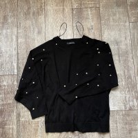 Wow 🤩 Черен  пуловер блуза  Zara овърсайз размер  с декорация перли, снимка 8 - Блузи с дълъг ръкав и пуловери - 43712131