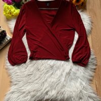 Кроп блуза бордо Амису, снимка 1 - Блузи с дълъг ръкав и пуловери - 43005355