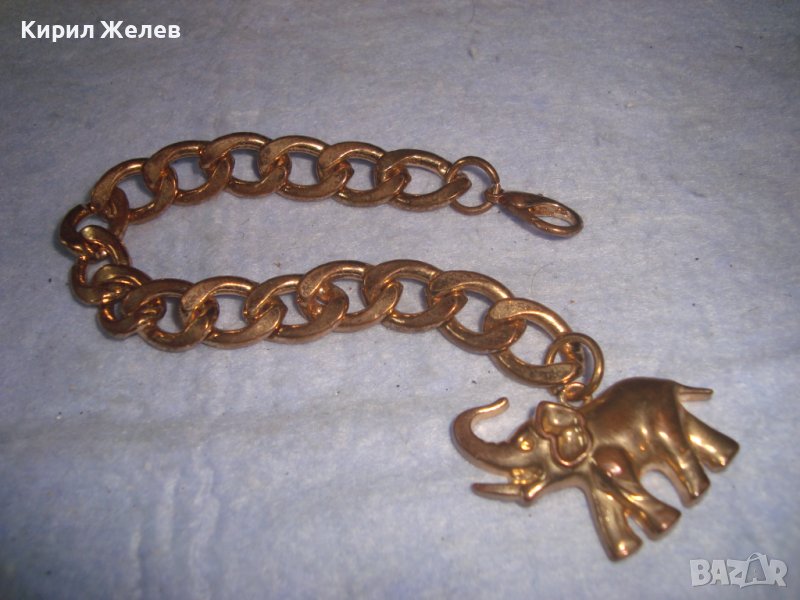 ПОЗЛАТЕНА ВИНТИДЖ АРТ ГРИВНА ЗДРАВА КЛАСИЧЕСКА ПЛЕТКА с ФИГУРАЛНА ВИСУЛКА СЛОНЧЕ 27938, снимка 1