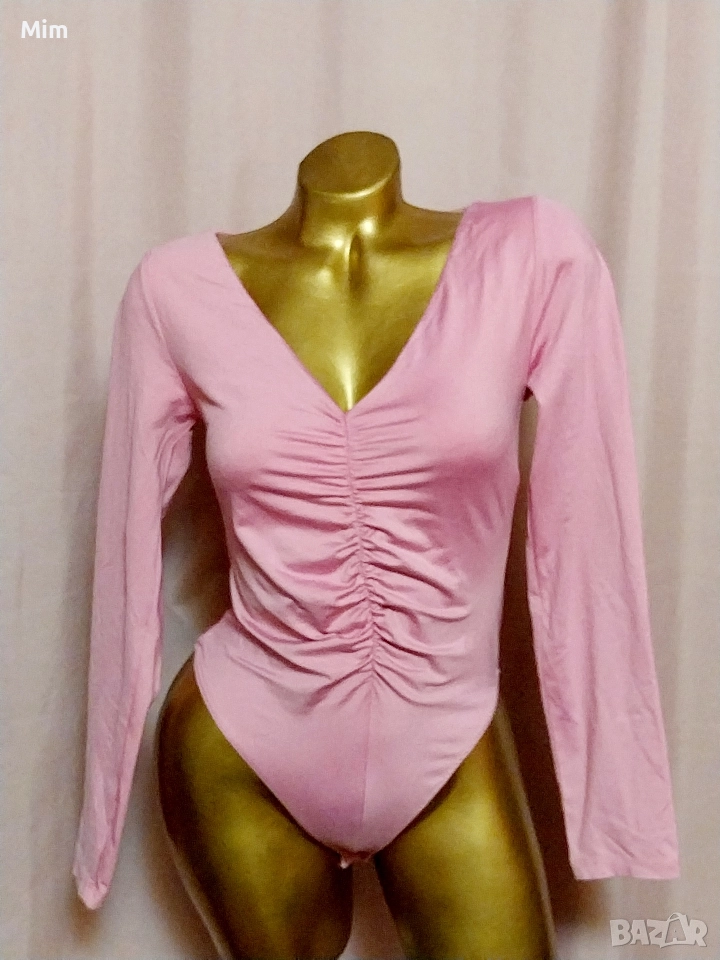 M Розово боди с дълъг ръкав , снимка 1