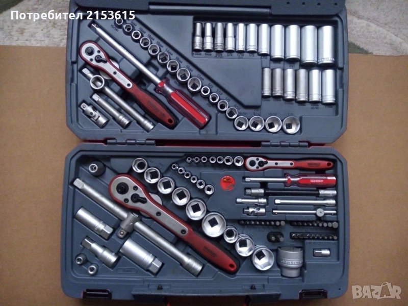 TENG TOOLS куфар качествена гидория 1/4 3/8 1/2 111части къси дълги вложки удължители, снимка 1