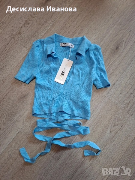 Плетена блуза с къс ръкав XXS размер, снимка 1