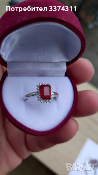 Сребърен пръстен с Натурален Рубин, снимка 1