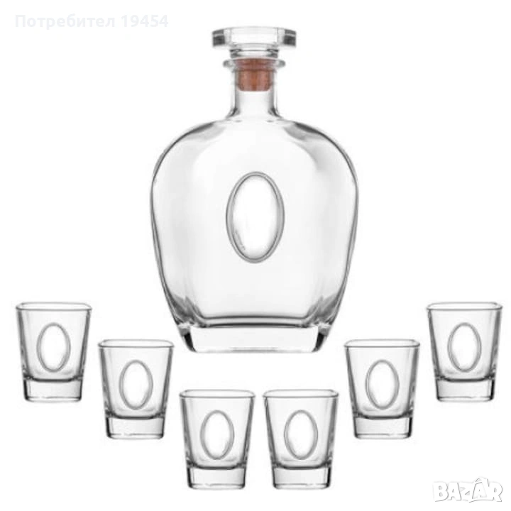 Сет  Бутилка + 6 чаши, За ракия, снимка 1