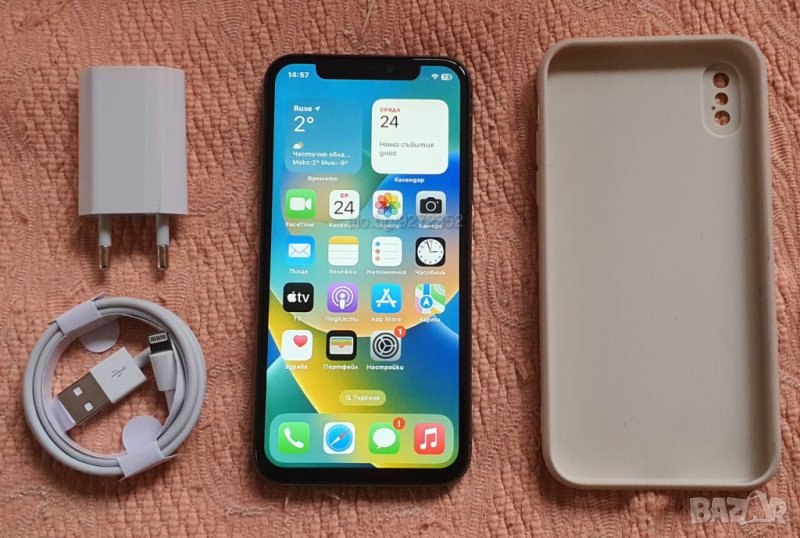 Отличен iPhone X 64 GB чист iCloud 6 ядрен 100% батерия 12/7 МР 5.8 инча, снимка 1