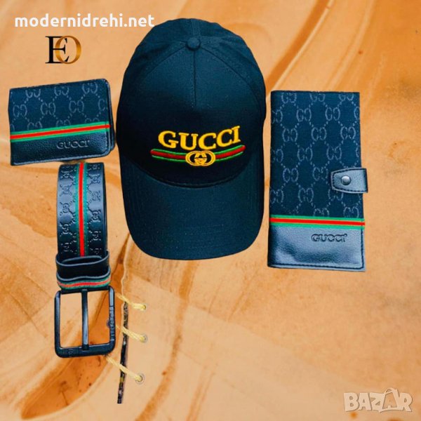 Колан шапка и 2 портфейла уникален комплект Gucci код 58, снимка 1