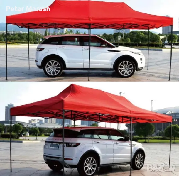 Червена Сгъваема градинска шатра 3×6м – голямо покритие, стабилна конструкция и водоустойчив плат, снимка 1