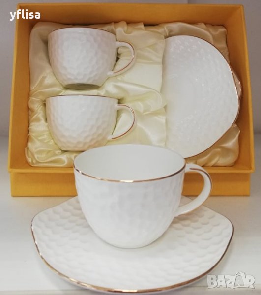 Стилен комплект за кафе и чай от костен порцелан, снимка 1