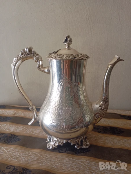 Посребрен месингов чайник, снимка 1