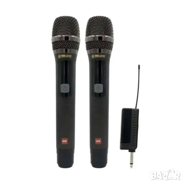 2бр. професионални микрофини безжични, Метална решетка, 6.35 мм,USB,UHF, снимка 1