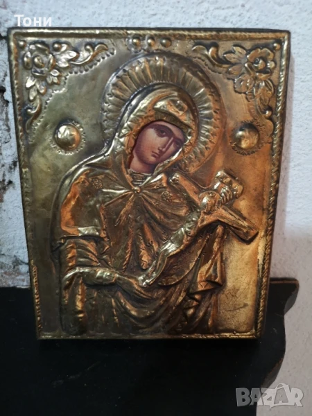 Гръцка икона Богородица-мед , снимка 1
