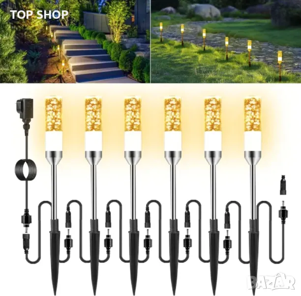 Градински LED осветителни тела ECOWHO 6 броя, IP65 Водоустойчиви, топло бяло, снимка 1