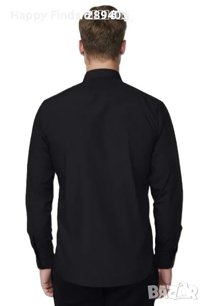 Класическа универсална черна мъжка риза Jak's collection, снимка 1
