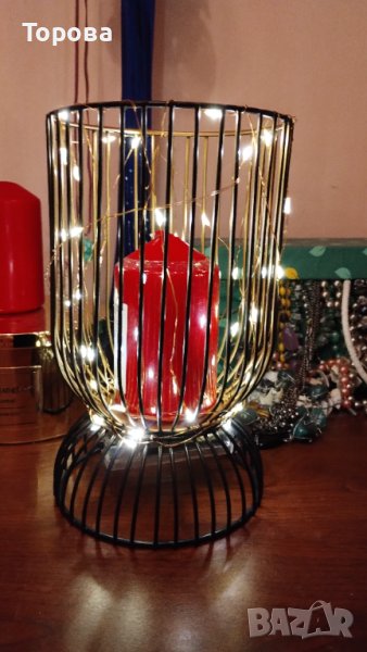 Метален свещник светещ, снимка 1