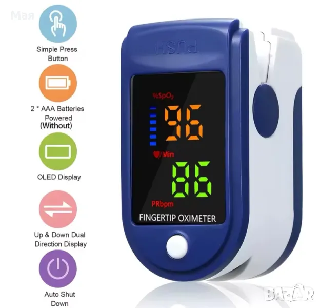 9 лева нов пулсов оксиметър за измерване на пулса и кислорода в кръвта, снимка 1