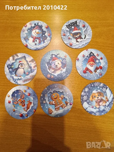 Коледни подложки за чаши, 8 бр., нови, снимка 1