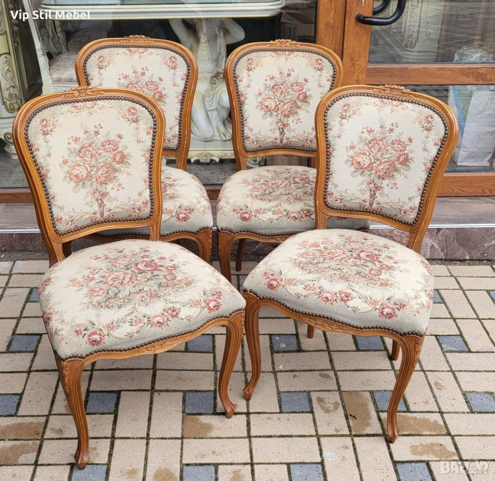 Италиански столове с гобленова дамаска , снимка 1