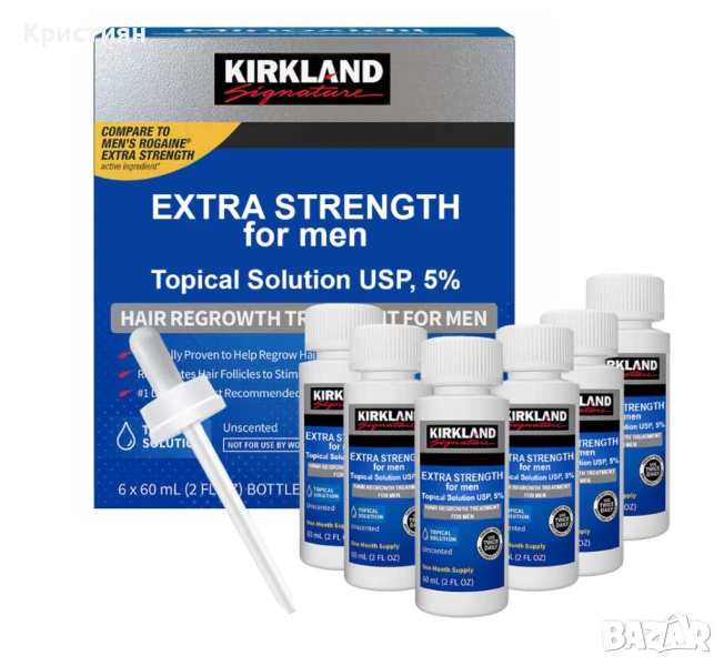 Kirkland Minoxidil - Разтвор против косопад Лечение 6 месеца 6 X 60гр, снимка 1