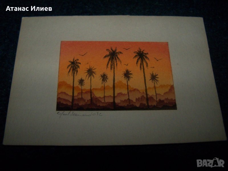 Страхотен миниатюрен акварел подписан от 82г. 2, снимка 1